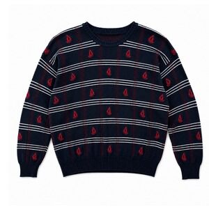 VTG English Sports Shop Bermuda Sailboat Sweater Mens L Navy Nautical Cotton